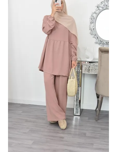 Ensemble fluide mastour tunique et pantalon été femme musulmane 