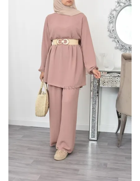Ensemble fluide mastour tunique et pantalon été femme musulmane 