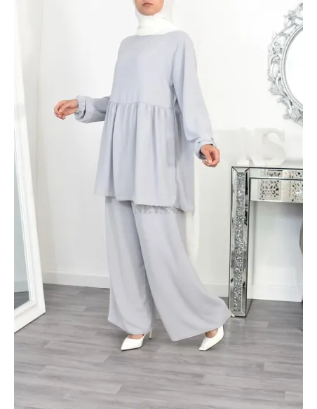 Ensemble fluide mastour tunique et pantalon été femme musulmane 