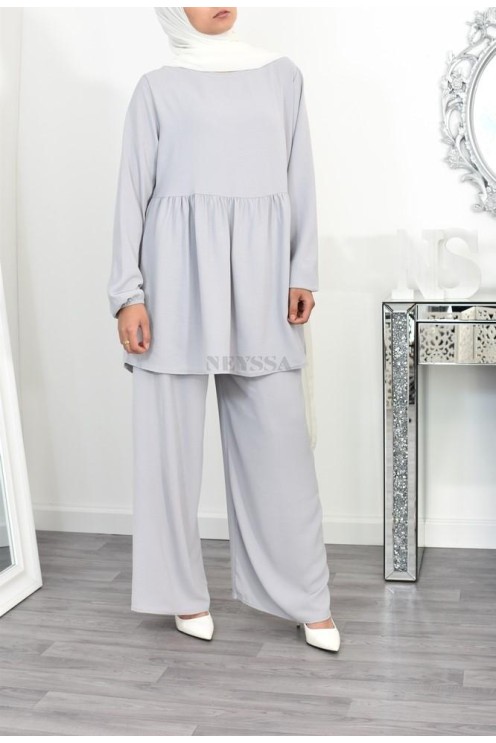 Ensemble fluide mastour tunique et pantalon été femme musulmane 