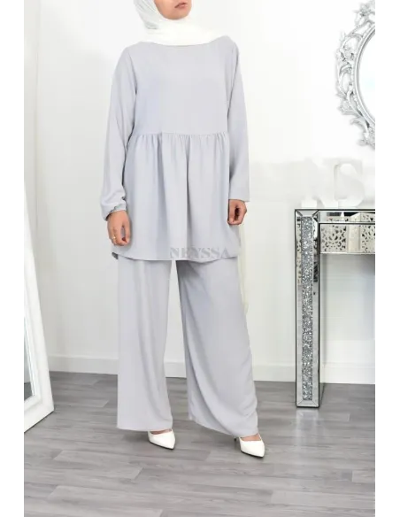Ensemble fluide mastour tunique et pantalon été femme musulmane 