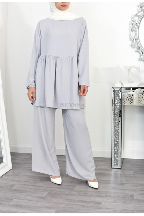 Ensemble fluide mastour tunique et pantalon été femme musulmane 