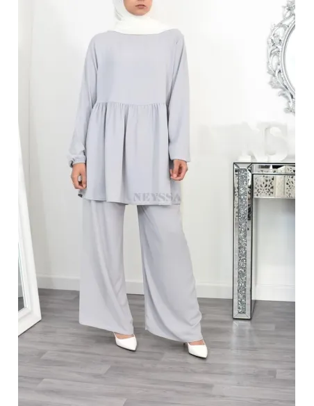Ensemble fluide mastour tunique et pantalon été femme musulmane 