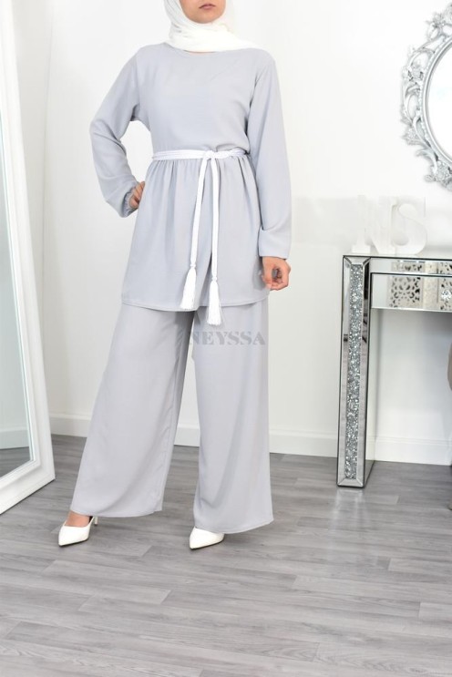 Ensemble fluide mastour tunique et pantalon été femme musulmane 