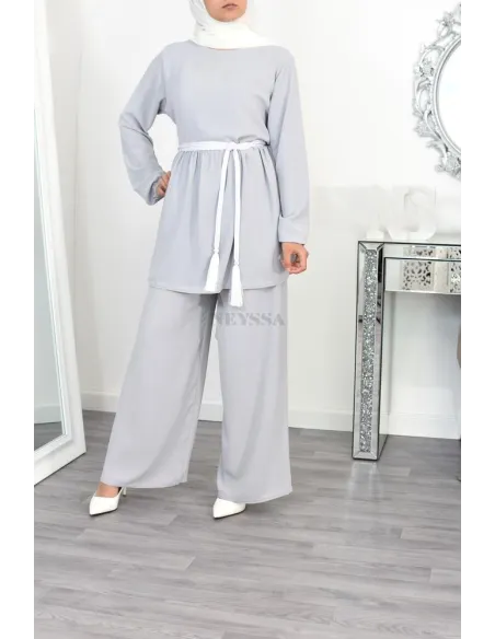 Ensemble fluide mastour tunique et pantalon été femme musulmane 