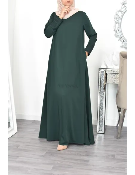 Superbe abaya islamique manches dentelle sans artifice casual