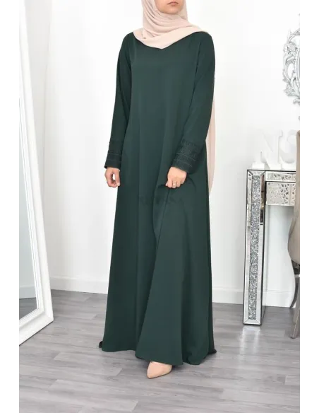 Superbe abaya islamique manches dentelle sans artifice casual