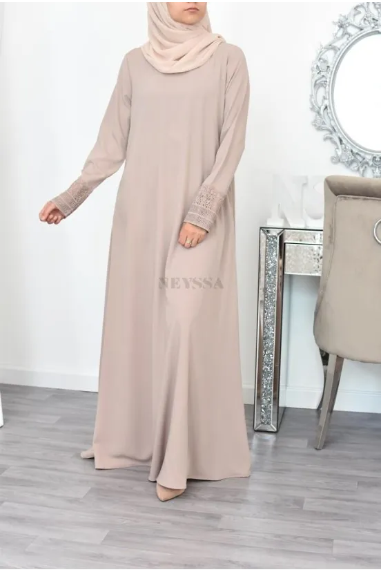 Superb Islamic abaya with lace sleeves without artifice casual