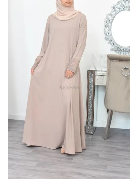 Superbe abaya islamique manches dentelle sans artifice casual