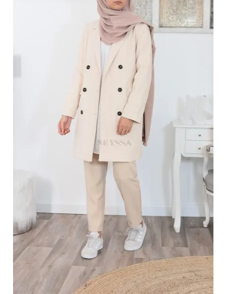 sublime sur chemise longue à carreaux  femme musulmane