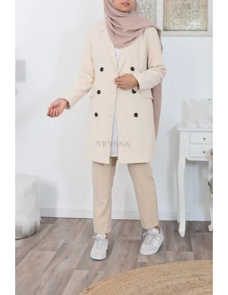 sublime sur chemise longue à carreaux  femme musulmane