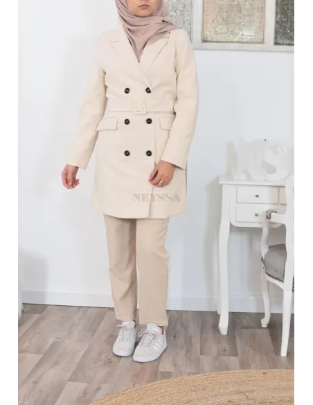 sublime sur chemise longue à carreaux  femme musulmane