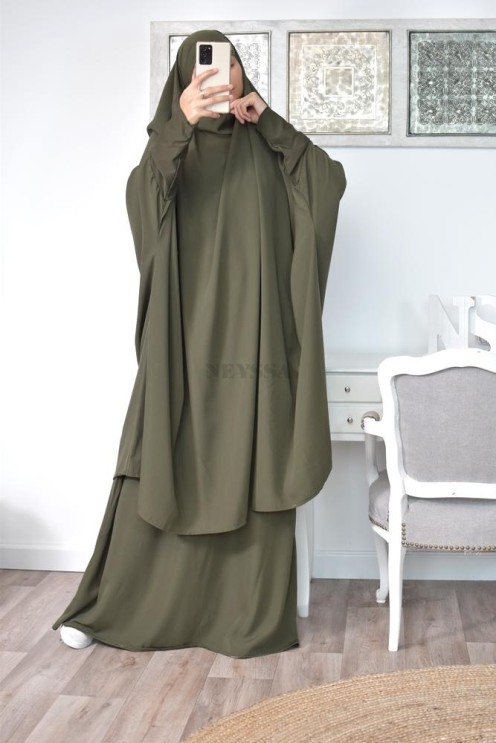 jilbab 2 pieces en wool peach haut de gamme et pas cher
