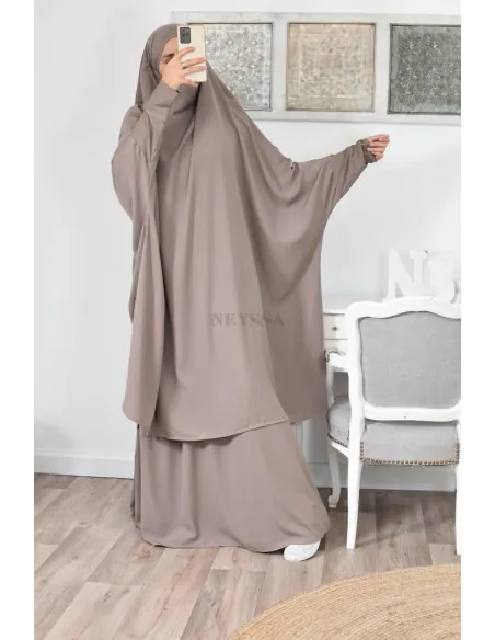 jilbab 2 pieces en wool peach haut de gamme et pas cher