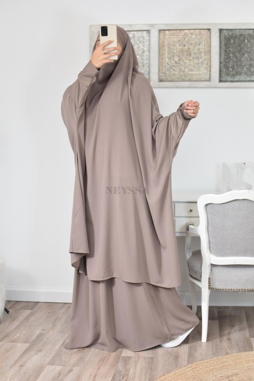 jilbab 2 pieces en wool peach haut de gamme et pas cher