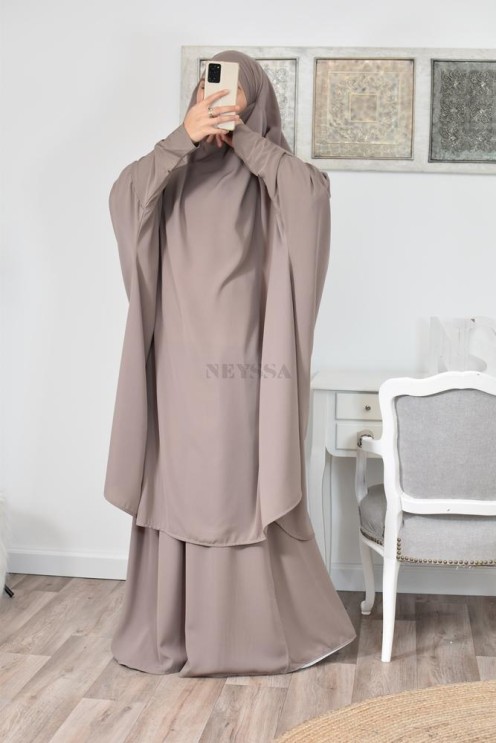 jilbab 2 pieces en wool peach haut de gamme et pas cher