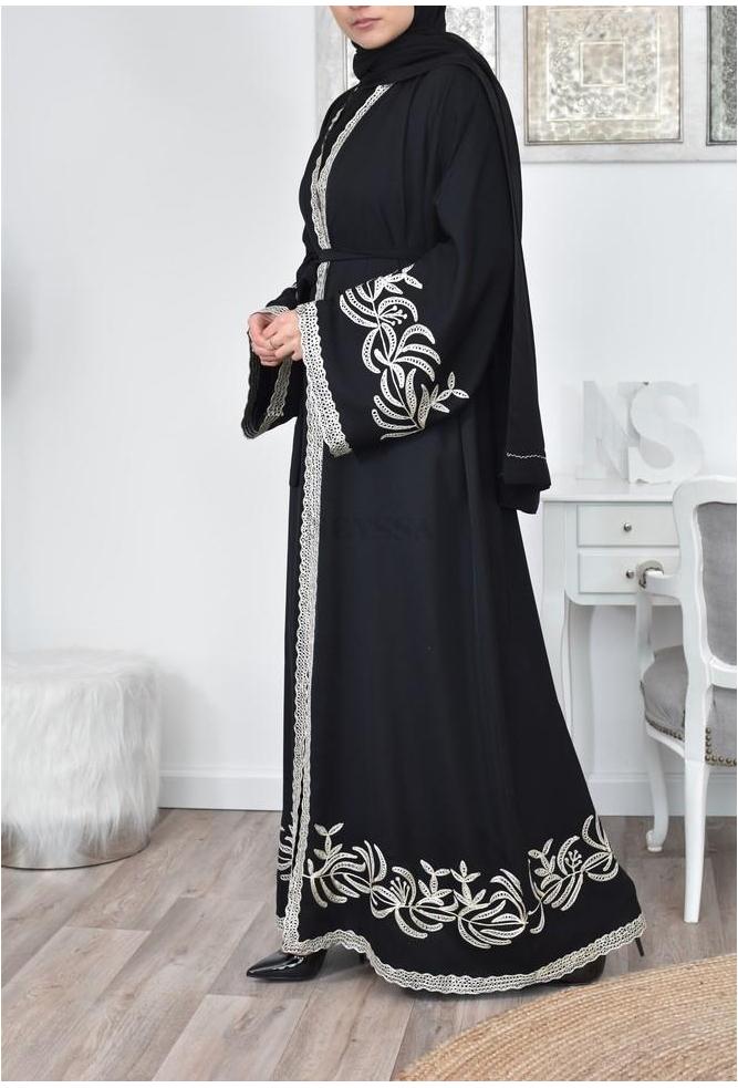 Black abaya  kimono dubai embroidered ffor wedding 