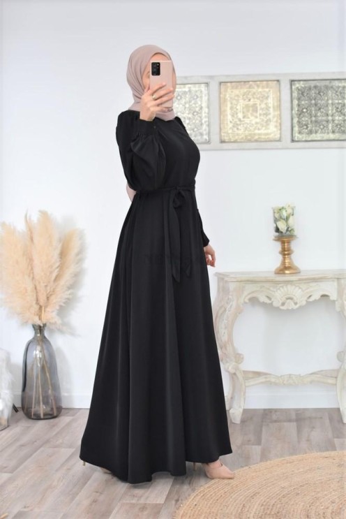 Robe longue mastoura évasée bien fluide pour vos fêtes musulmane