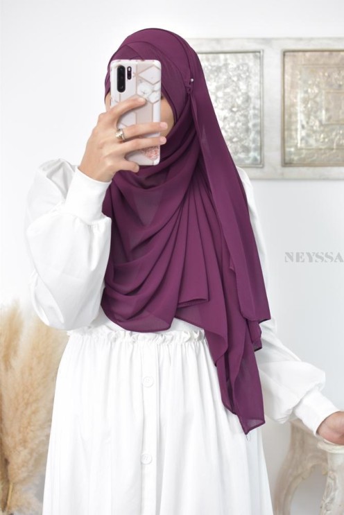 hijab prêt à enfiler en mousseline style turque hijab bonnet intégré 