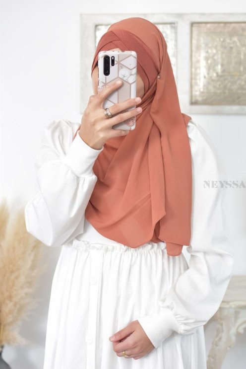 hijab prêt à enfiler en mousseline style turque hijab bonnet intégré 