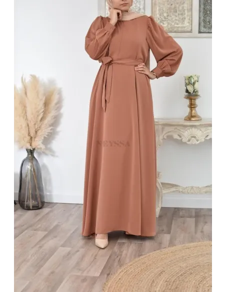 Robe longue mastoura évasée bien fluide pour vos fêtes musulmane
