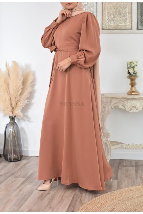 Robe longue mastoura évasée bien fluide pour vos fêtes musulmane