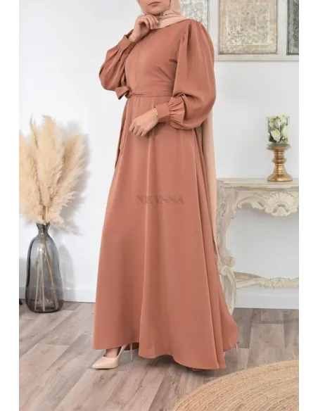 Robe longue mastoura évasée bien fluide pour vos fêtes musulmane