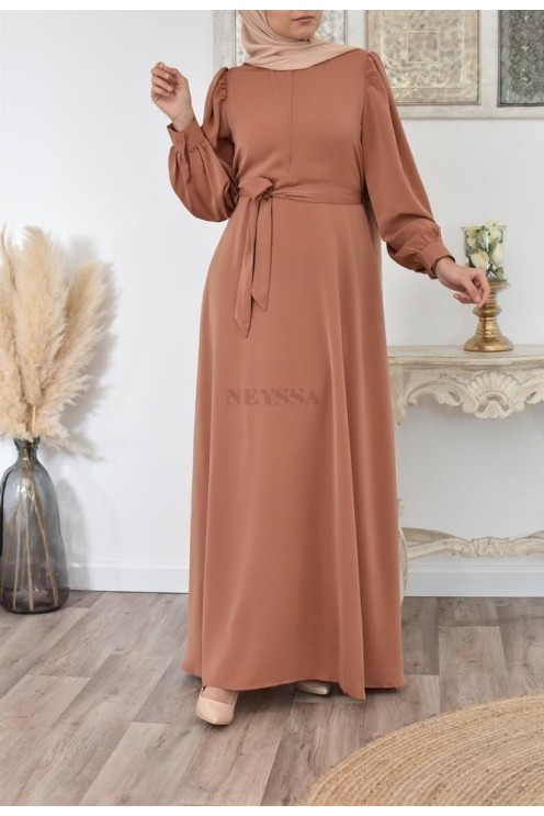 Robe longue mastoura évasée bien fluide pour vos fêtes musulmane