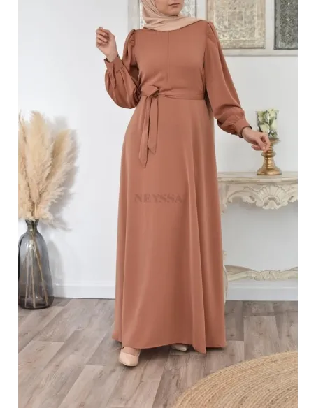 Robe longue mastoura évasée bien fluide pour vos fêtes musulmane