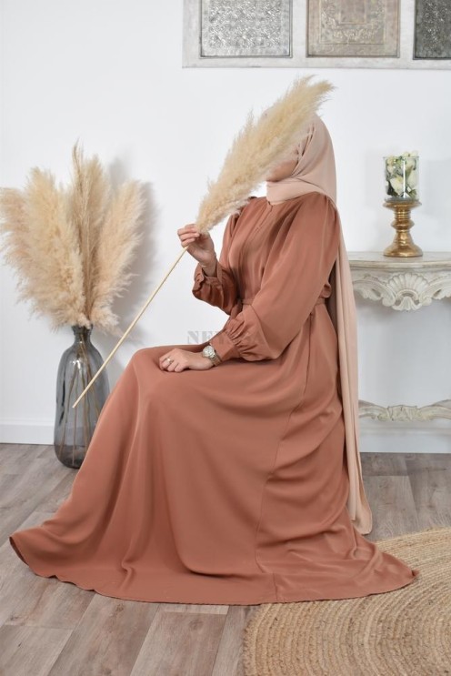 Robe longue mastoura évasée bien fluide pour vos fêtes musulmane