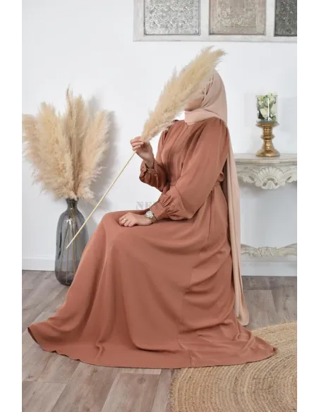 Robe longue mastoura évasée bien fluide pour vos fêtes musulmane
