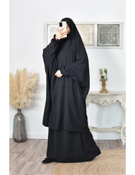 jilbab 2 pieces fluide manche froufrou haut de gamme et pas cher