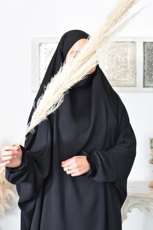 jilbab 2 pieces fluide manche froufrou haut de gamme et pas cher