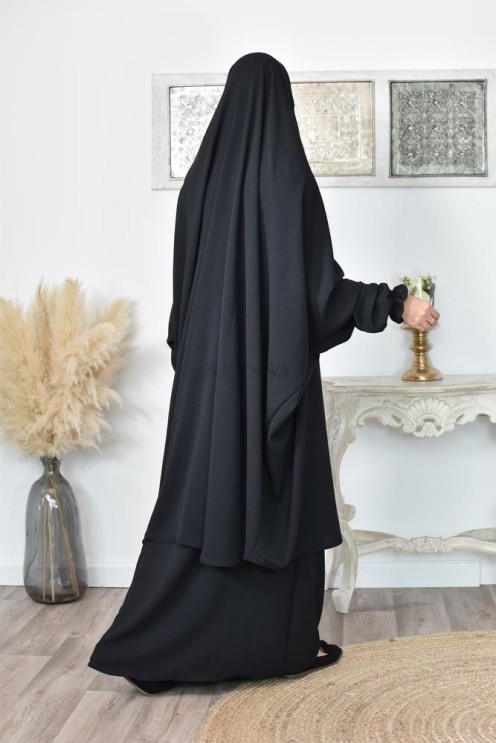 jilbab 2 pieces fluide manche froufrou haut de gamme et pas cher