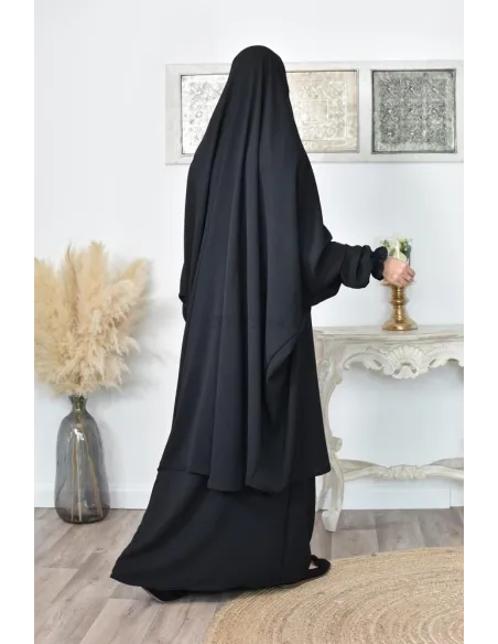 jilbab 2 pieces fluide manche froufrou haut de gamme et pas cher