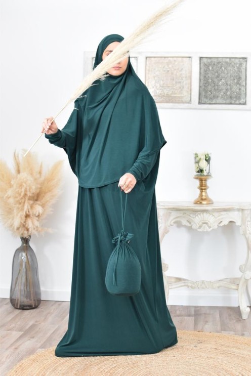 Abaya papillon ample de priere avec hijab intégré au meilleur prix