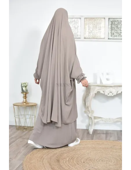 jilbab 2 pieces fluide manche froufrou haut de gamme et pas cher