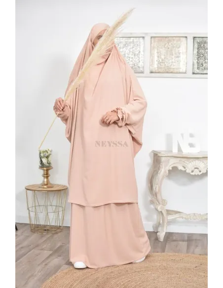 jilbab 2 pieces fluide manche froufrou haut de gamme et pas cher
