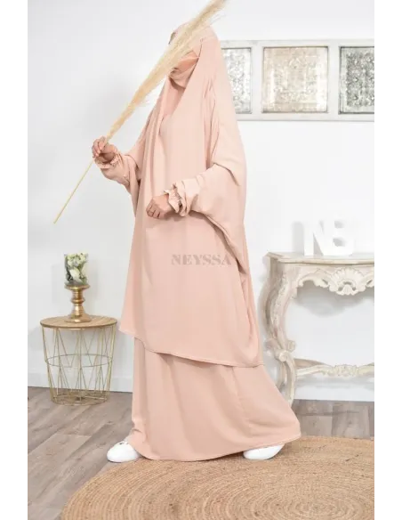 jilbab 2 pieces fluide manche froufrou haut de gamme et pas cher