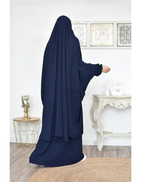 jilbab 2 pieces fluide manche froufrou haut de gamme et pas cher