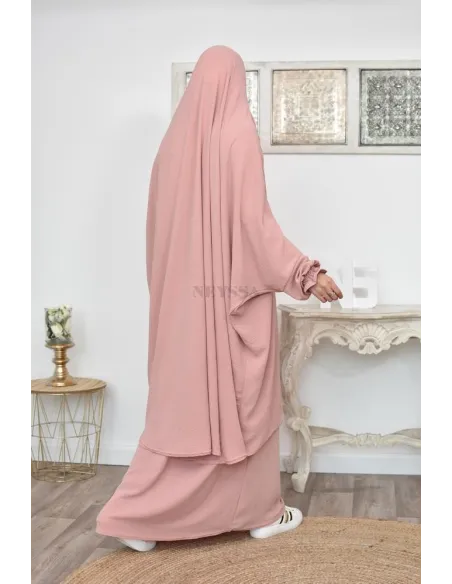 jilbab 2 pieces fluide manche froufrou haut de gamme et pas cher