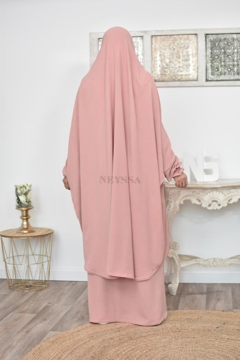 jilbab 2 pieces fluide manche froufrou haut de gamme et pas cher