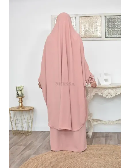 jilbab 2 pieces fluide manche froufrou haut de gamme et pas cher