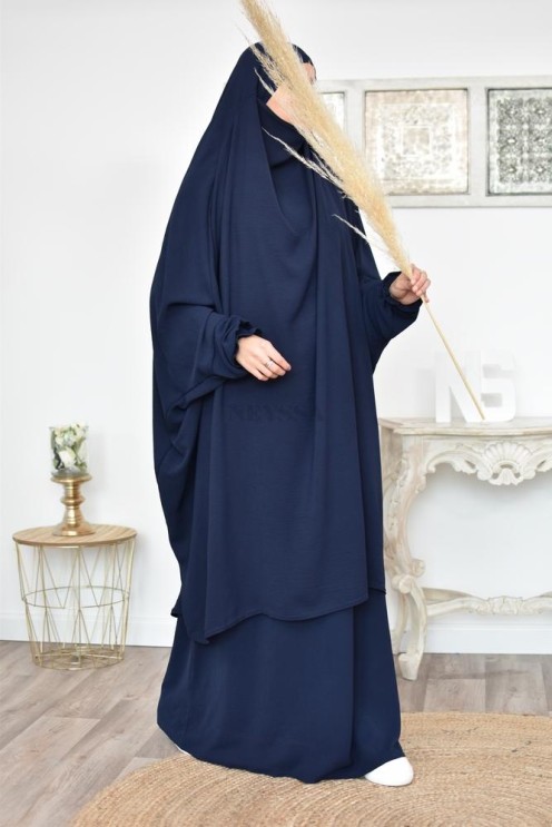 jilbab 2 pieces fluide manche froufrou haut de gamme et pas cher