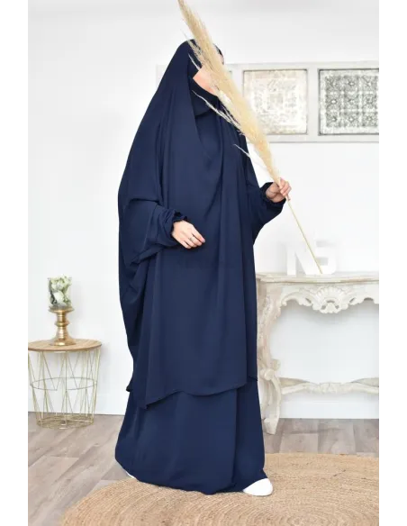 jilbab 2 pieces fluide manche froufrou haut de gamme et pas cher