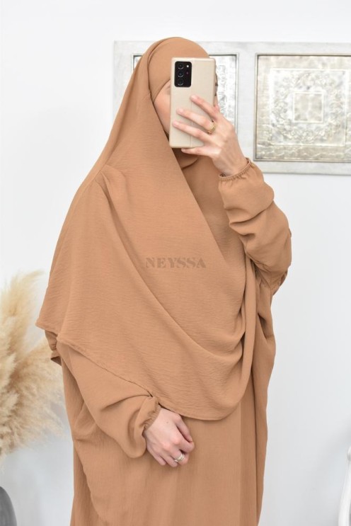 Lang fließender runder Khimar in billigem Jazz für muslimische Frauen