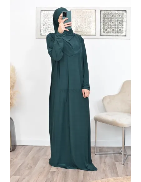 Robe de prière femme musulmane avec hijab intégré pas cher