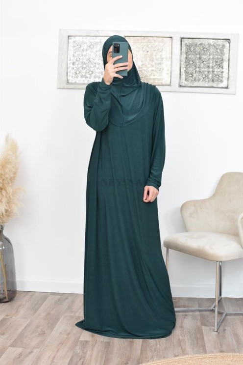 Robe de prière femme musulmane avec hijab intégré pas cher