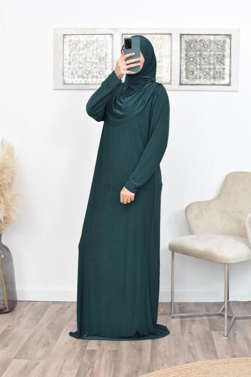 Robe de prière femme musulmane avec hijab intégré pas cher