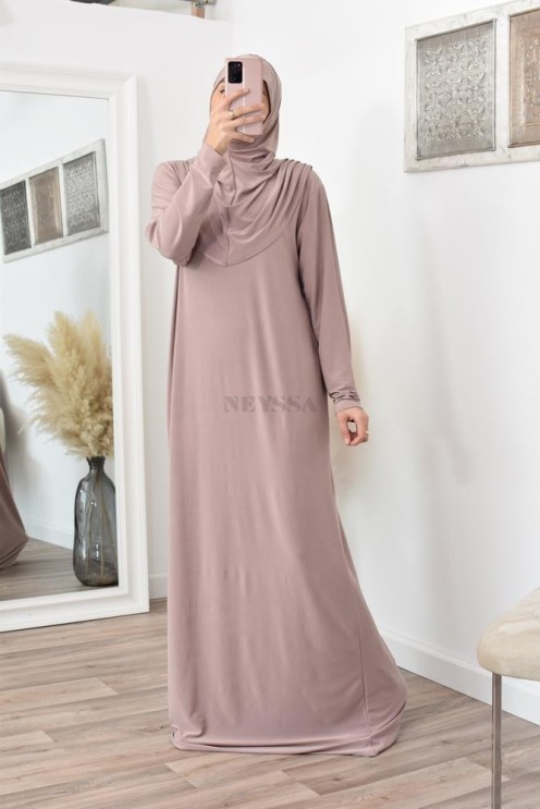 Robe de prière femme musulmane avec hijab intégré pas cher